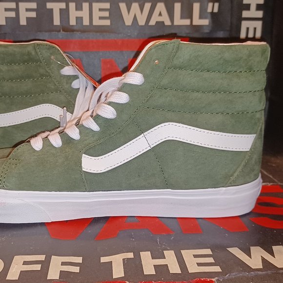 Vans Men's 11 Sk8-Hi Pig Suede Grape Leaf Green/White VN0A4BVT50K - Picture 9 of 14
